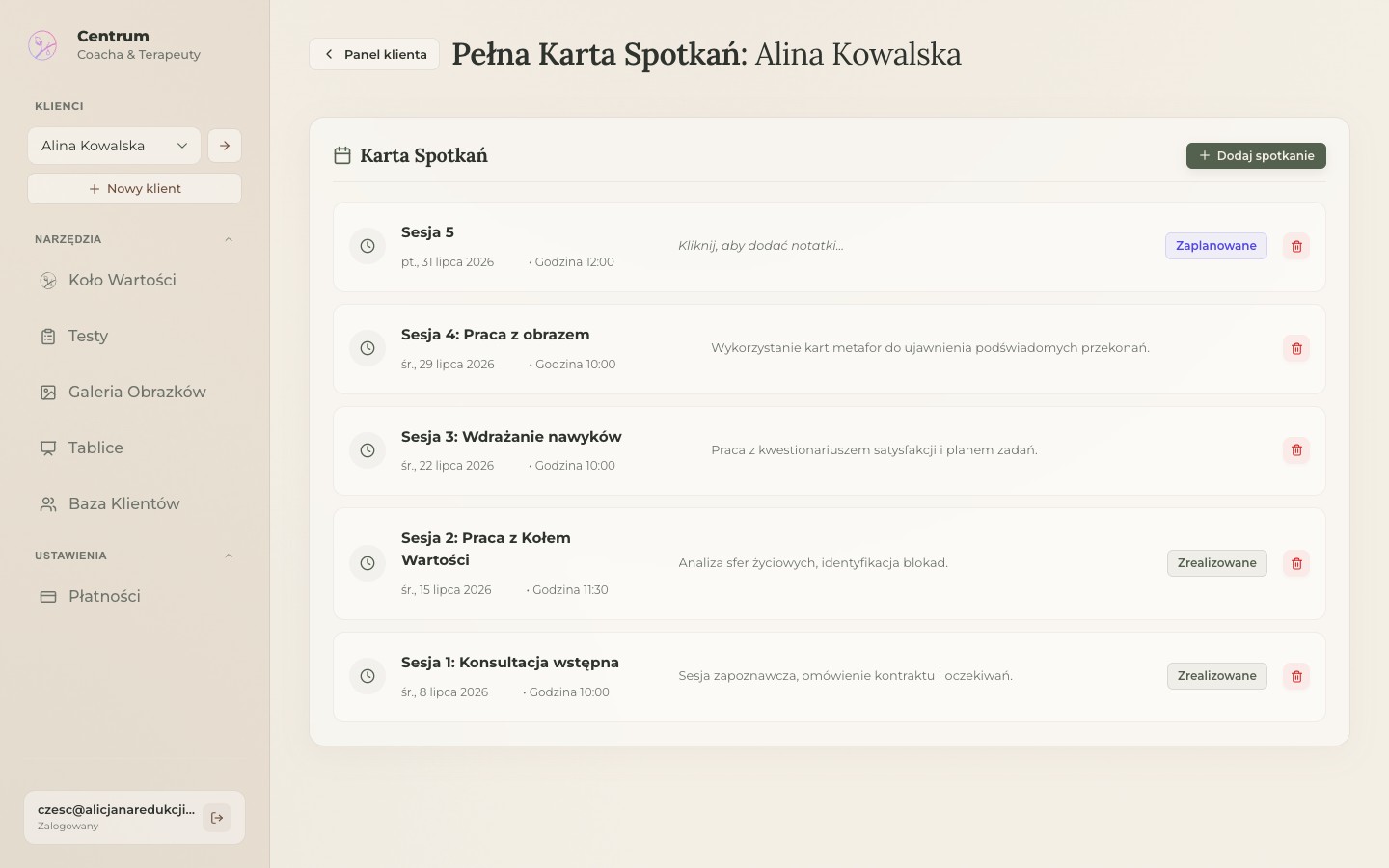 Moduł Spotkań